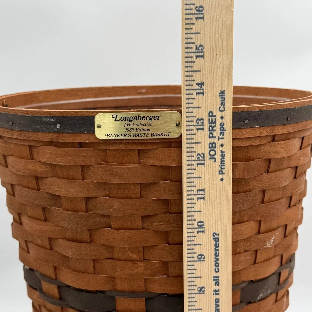 Longaberger JW Collection 1989 Edition Bankers Waste Basket with Liner Vintage